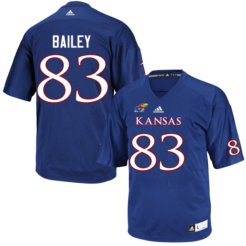 Men #83 Jailen Bailey Kansas Jayhawks College Football Jerseys Sale-Royal - Click Image to Close